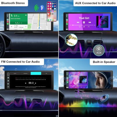 10.26" Apple Car Play Screen Compatible Android Auto GPS Navigator, Apple Carplay Screen with 1080P Backup Camera,Wireless Carplay Adapter with Bluetooth,AirPlay,AUX/FM,Google Play - Image 5