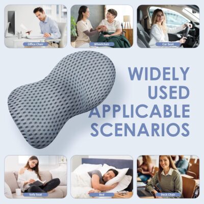Lumbar Support Pillow, Back Pillow for Low Back Pain Relief, Ergonomic Streamline Car Seat, Office Chair, Recliner and Bed (Gray) - Image 6
