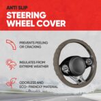 Motor Trend Soft Touch Leather Beige Steering Wheel Cover with Grooves, Advanced Traction Universal Fit for Standard Sizes 14.5 15 15.5 inches - Image 2