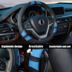 Achiou Blue Car Steering Wheel Cover Universal 15 inch with Grip Contours, Leather Auto for Men and Women Non-Slip Breathable Soft and Comfortable - Image 4