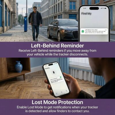2 Pack GPS Tracker for Vehicles No Subscription Car Tracker Works with Apple Find My(iOS Only)Global Tracking Hidden Tracking Devices for Cars Bluetooth Finder with Loud Alarm for Car Bike Dog Luggage - Image 7