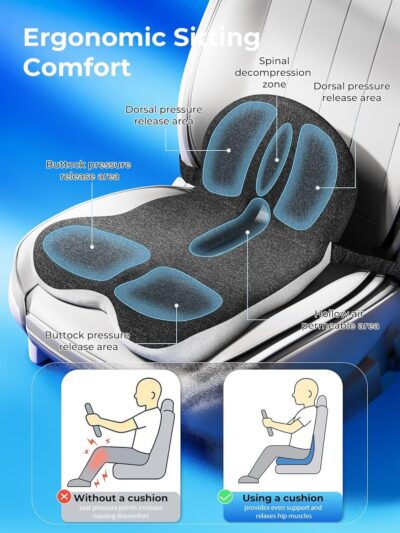 Car Seat Cushion - Memory Foam L-Shaped with Lumbar Support & Anti-Slip Design for Long Driving Comfort - Image 3