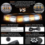 ASPL 2pcs 48LED Roof Top Strobe Lights, High Visibility Emergency Safety Warning LED Mini Strobe Light bar with Magnetic Base for 12-24V Snow Plow, Trucks, Construction Vehicles (Amber/White) - Image 2