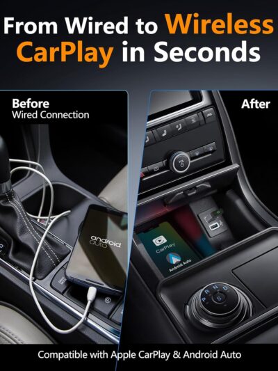 2-in-1 Mini Wireless CarPlay Adapter for Apple CarPlay & Android Auto,Upgrade Wired to Wireless, Fast Auto-Connect, Plug & Play (iOS 10+, Android 10+, 2016+ Cars) - Image 3