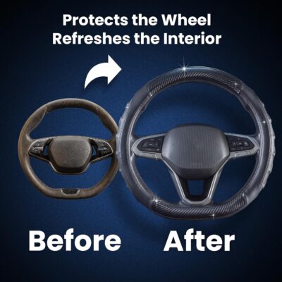 Carbon Fiber D Shaped Steering Wheel Cover – Universal 15 Inch (14.5-15″) Flat Bottom Steering Wheel Cover – Non Slip Leather Grip with Gel Comfort Padding – Sporty Design for Cars, SUVs & Trucks - Image 8