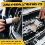 Car Detailing Brush Set 3-pc - Scratch-Free Boars Hair for Interior and Exterior Work - Pro Quality Car Cleaning Brush Kit for Leather Seats, Dashboards, Wheels, Grills and Paint - Image 5