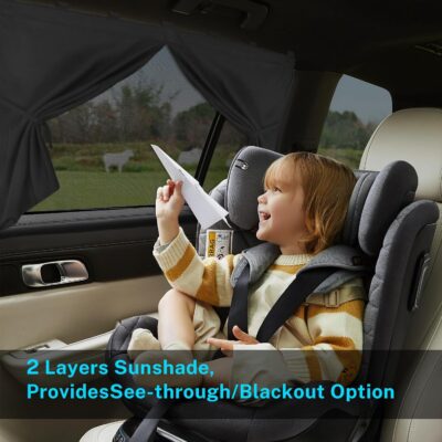 Car Window Shades, Double Layers Magnetic Car Sun Shade for Baby, Blackout/See Through Back Side Window Covers, Auto Window Curtains for UV Protection - Image 3