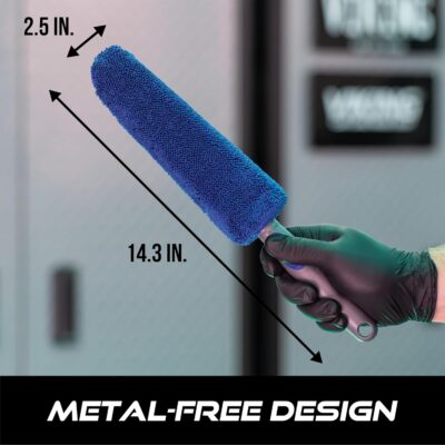 VIKING Wheel Brush or Rim Brush for Car, Metal Free, Blue, 2.5 Inch x 14.3 Inch - Image 3