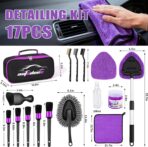 AUTODECO Windshield Cleaner Tool, 17Pcs Car Interior Detailing Kit, Detailing Brush, Towels, Duster, Car Cleaning Kit Interior for RVs, Truck, Trailer (Purple) - Image 8