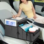 Car Organizer for Front Seat Organizer and Storage, Collapsible Car Caddy, Passenger Seat Organizer with Partitions & Cup Holders, Car Organization for kids and Adults (Grey) - Image 6