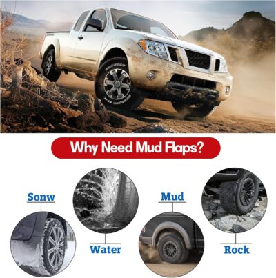 BDFHYK Mud Flaps Splash Guards Mudguards Mudflaps Compatible with Nissan Frontier 2005-2022 4PCS Front & Rear Side - Image 6