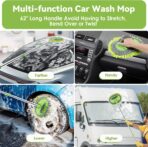 2 Pack Car Wash Brush with Long Handle, 62" Microfiber Car Wash Mop and Car Washing Brush Combo Set, Scratch-Free Soft Bristle Car Wash Mop Brushes Cleaning Kit for Exterior Car, Truck, RV, Boat - Image 2
