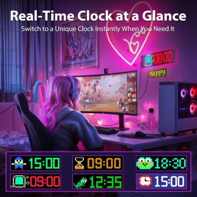 2026 Upgrade Custom LED Sign for Car, DIY LED Eye for Car Windows, Flexible Programmable U-BER Sign Bluetooth App & Remote Control Custom Text Messages Huge Bright Advertising Signs (7'' x 3'') - Image 7