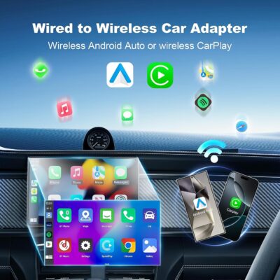 2 in 1 Mini Android Auto and Wireless CarPlay Adapter Convert Factory Wired to Wireless Dongle, Compact Size USB CarPlay Wireless Stick AAndroid Auto Adapter for iOS 12+/Android No Delay - Image 3