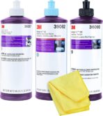3M Perfect It Buffing and Polishing Kit | 36057 39062 36093 3M Pint Rubbing Compound, Machine Polish, Ultrafine Polish | Buffing Compound, Car Polishing Kit | with Kangaroobands Microfiber Cloth