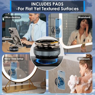 Magnetic Car Phone Holder for Mag-Safe [108+LBS Suction & 3200gf Magnetic] 360° Adjustable Ultra Suction Cup Phone Holders for Your Car/Gym/Mirror, Car Mount for iPhone & Android - Image 5