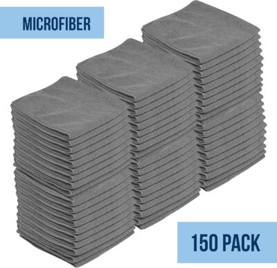 GREEN LIFESTYLE Chamois Cloth, Microfiber Cleaning Cloth 150 Pack, Borderless Towels Cleaning, Car Microfiber Towel, Drying Car Wash Towels (11.5" x 11.5", Grey) - Image 7