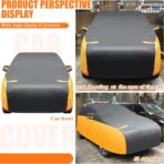 Riakrum Full Car Cover Waterproof All Weather for Automobiles Windproof Cover Rain UV Protection Sun Scratch Resistant Outdoor Universal(Fit Sedan Length (185-193'') 70'' H,Black, Orange) - Image 4