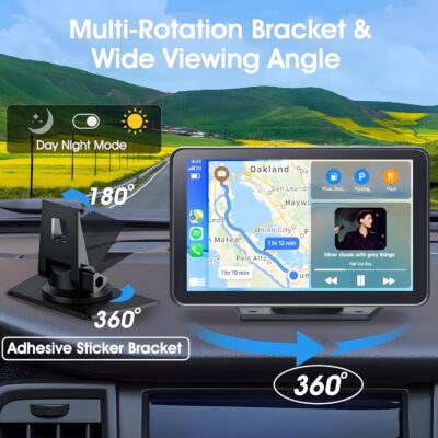 Wireless CarPlay & Android Auto Car Stereo - 7" HD Portable Touchscreen with Bluetooth 5.2, GPS Navigation, Mirror Link, 1080P Backup Camera, AUX & FM Transmitter - Plug & Play Receiver for Vehicles - Image 8