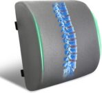 Lumbar Support Pillow for Office Chair and Car,Back Support for Office Chair,Charcoal Memory Foam Back Cushion with Breathable Mesh Cover,Double Adjustable Straps,Grey