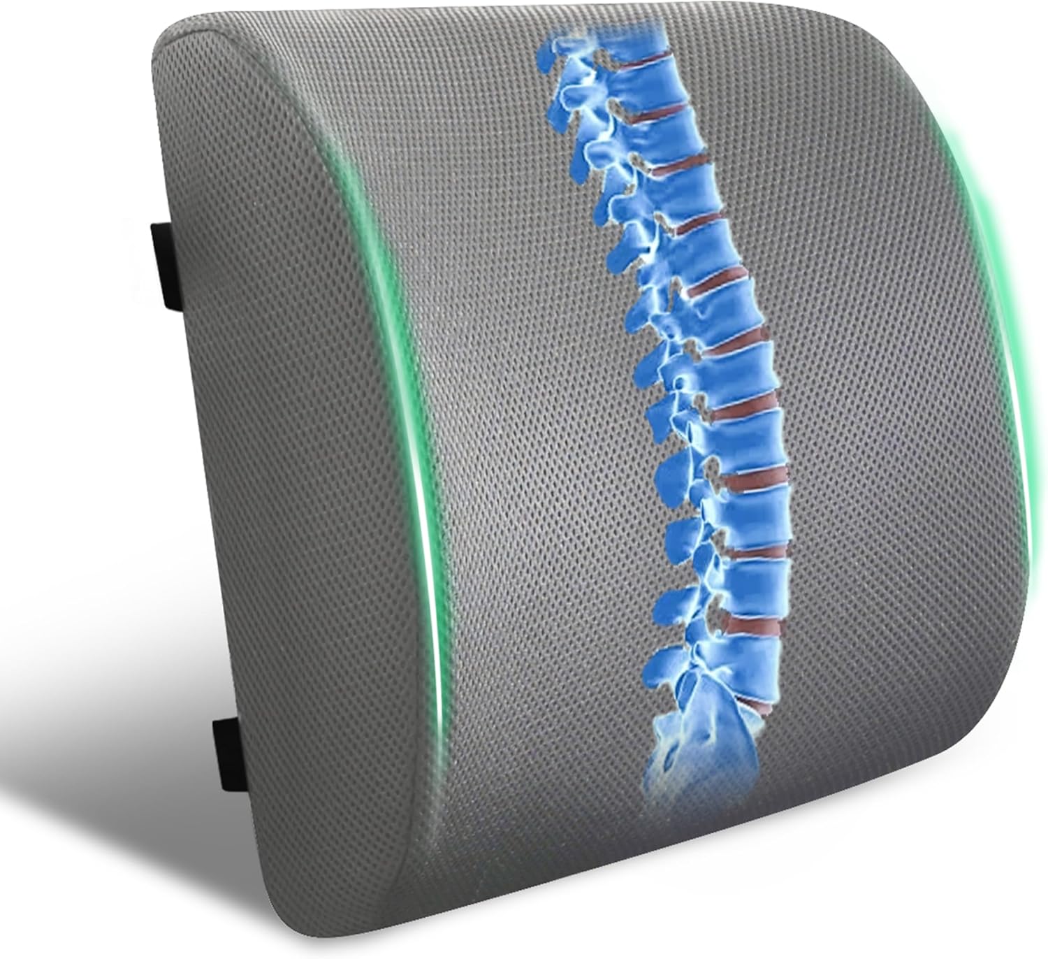 81ZSyhFpVSL._AC_SL1500_.jpg Lumbar Support Pillow for Office Chair and Car,Back Support for Office Chair,Charcoal Memory Foam Back Cushion with Breathable Mesh Cover,Double Adjustable Straps,Grey - Image 1