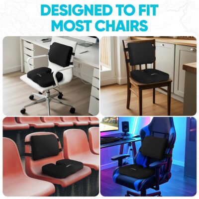 FORTEM Seat Cushion, Office Chair Cushion, Lumbar Support Pillow for Office Chair, Memory Foam Sciatica Coccyx Tailbone Pressure Pain Relief, Car Sitting Pad, Washable Non Slip - Image 9