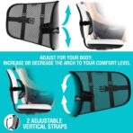 Lumbar Support - Breathable Mesh Office & Car Chair Back Support with Double Adjustable Straps for All-Day Comfort - Image 2