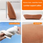 Lumbar Support Pillow,Back Pain Relief Cushion,fits tightly around the waist,Memory Foam,Skin-friendly Suede Fabric,fit Car Drive,Office chair,Rest seat,Improve Posture,Portable,15.5''Lx 8.7''H - Image 4