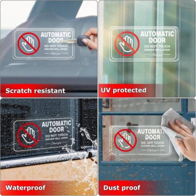 Automatic Door Car Sticker 4 × 2 Inches Vinyl Do Not Touch Driver Will Open Warning Sign Self Adhesive Removable Vehicle Taxi Decals Automatic Sliding Window Cling 10 Pack - Image 3