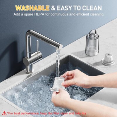 KMM Handheld Car Vacuum Cleaner, 9000PA Vacuum Cleaner & Air Duster, 120W High Power Vacuum Portable Cordless, Hand Held Vacuum Rechargeable with Multi-Nozzles & LED Light for Home, Car, Office - Image 6