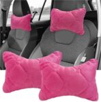 2PCS Car Headrest Pillow, Soft Comfortable Vehicle Neck Pillow Head Rest Pad, Breathable Auto Seat Headrest Neck Support Relieving Driving Fatigue, Universal Car Accessories (Pink)
