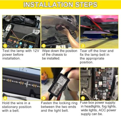 OPP ULITE Car Underglow Light Strip Dream Chasing Color, Upgraded Silicone Material, 212 Modes, 360pcs Led, APP Control Underbody Lights, 90x120x90, 6PC Pack - Image 7