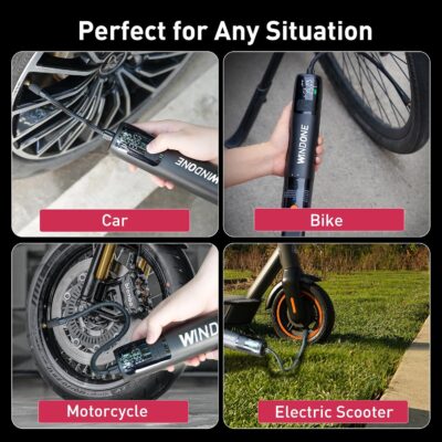 Windone Car Vacuum, 12000Pa 2-in-1 Cleaner & Tire Inflator 150PSI, 60W Brushless Motor, Cordless Handheld Vacuum & Air Pump with Pressure Gauge, LED Light, Multi-Nozzles for Car, Home, Office - Image 9