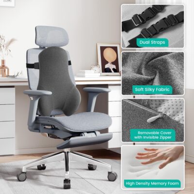 High Back Support for Office Chair Fully Support Entire Back for Comfort,Pain Relief and Posture Improved- Memory Foam Lumbar Support Pillow for Office Chair,Recliner - Image 8