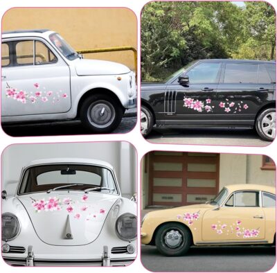 2 Pcs Cherry Blossom Vinyl Car Sticker, Car Flower Decals, Pink Sticker for Cars, Scratch Cover Pink Flower Decal for Automotive, Motocycle, Home Decor - Image 6