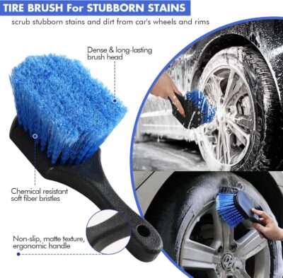 62'' Car Wash Brush with Long Handle, Scratch-Free Car Wash Mop Kit with Car Wash Bucket, Wheel Tire Brush, Wash Mitt Towel, Windshield Squeegee, Car Cleaning Brush Kit for Cars RV Truck Boat - Image 7