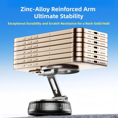 2026 Upgraded Magnetic Car Phone Mount for MagSafe: 360° Rotatable Adjustable Holder with 180+LBS Strong Suction Cup & 4200gf Magnet, Compatible with iPhone Series & Android Devices, Black - Image 5