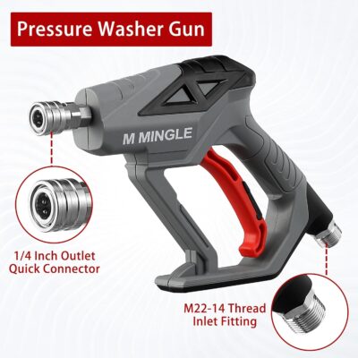 M MINGLE High Pressure Washer Gun Snow Foam Lance, 4000 PSI Cannon Foam Blaster Power Washer with 1/4" Quick Connector, Car Wash Foam Cannon Kit with 5 Pressure Washer Nozzle Tips, 1 Liter - Image 5