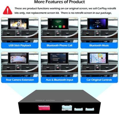 Wireless CarPlay Android Auto Mirroring Upgrade Retrofit Kit, USB Stick Playback, Compatible with Audi A6 A7 C7 2012-2015 with MMI 3G+ Version - Image 6