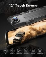 WOLFBOX 12" 4K Rear View Mirror Camera with 5.8GHz WiFi and Voice Control, Smart Mirror Dash Cam Front and Rear, Backup Camera with 1080P Rear Camera, Dash Cam with WDR, Includes 64GB Card & GPS - Image 2