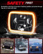 UNI-SHINE Rectangular 5x7 7x6 Inch LED Headlights Sealed Beam Headlamp Amber/White DRL Halo Angel Eyes Compatible with Jeep Wrangler YJ Cherokee XJ Truck Replacement H6054 H5054 H6054L - Image 6
