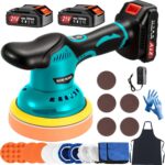 Cordless Car Buffer Polisher Kit with 2x21V Batteries, 6 Inch Car Polisher with 8 Variable Speed Max 6000RPM & 21 PCS Attachments, Buffer Polisher for Car Detailing, Sanding, Scratch Removing