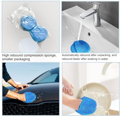 AutoCare Microfiber Wax Applicator, Ultra-Soft Pads with Finger Pocket for Cars, Foam Sponge (Blue, 5" Diameter, Pack of 10) - Image 2