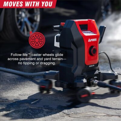 A-iPower Follow Me Electric Pressure Washer 2800 Max PSI 1.7 GPM Anti-Tipping Design with 5 Nozzles, Soap Dispense for Fences, Driveways, Patios, Cars, Home Cleaning, E2800-FM - Image 3