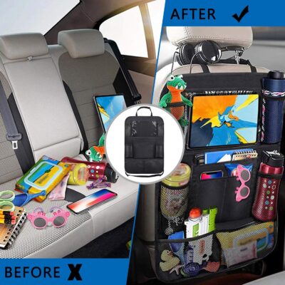 Aokdom 2PCS Car Seat Back Organizer,Extra Large Capacity Car Seat Organizer with 6 Mesh Pocket,2 Cup Holder & 4 Storage Bag,Road Trip Essentials for Kids & Adults - Image 5