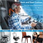 Seat Cushion & Lumbar Support Pillow for Office Chair, Car, Wheelchair Memory Foam Desk Chair Cushion for Sciatica, Lower Back & Tailbone Pain Relief Desk Pad with Adjustable Strap 3D Washable Cover - Image 3