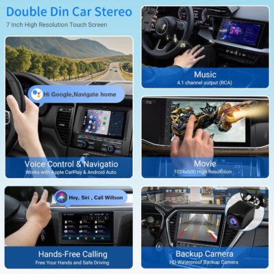 Haudio 7 Inch Double Din Car Stereo with Wireless Apple CarPlay & Android Auto, 2+32G Android 13 Car Radio, Bluetooth, GPS Navigation, FM AM RDS, IPS Touchscreen, Backup Camera Ready - Image 7