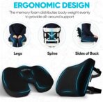 FORTEM Seat Cushion, Office Chair Cushion, Lumbar Support Pillow for Office Chair, Memory Foam Sciatica Coccyx Tailbone Pressure Pain Relief, Car Sitting Pad, Washable Non Slip - Image 6