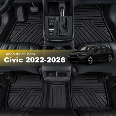 Floor Mats Fit for Honda Civic 2022-2025 2026 Sedan Hatchback Si (Include Sport,Not for Hybrid), with&w/o USB Port | for Acura Integra 2023-2026, All Weather Car Floor Liners, Black - Image 3