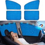 Aokway Side Window Sunshade Sun Shade for Car Window Double Thickness Auto Windshield Sunshades Curtain Universal Fit for Driver for Baby UV Protection (Blue, Front+Rear Side 4Pcs)